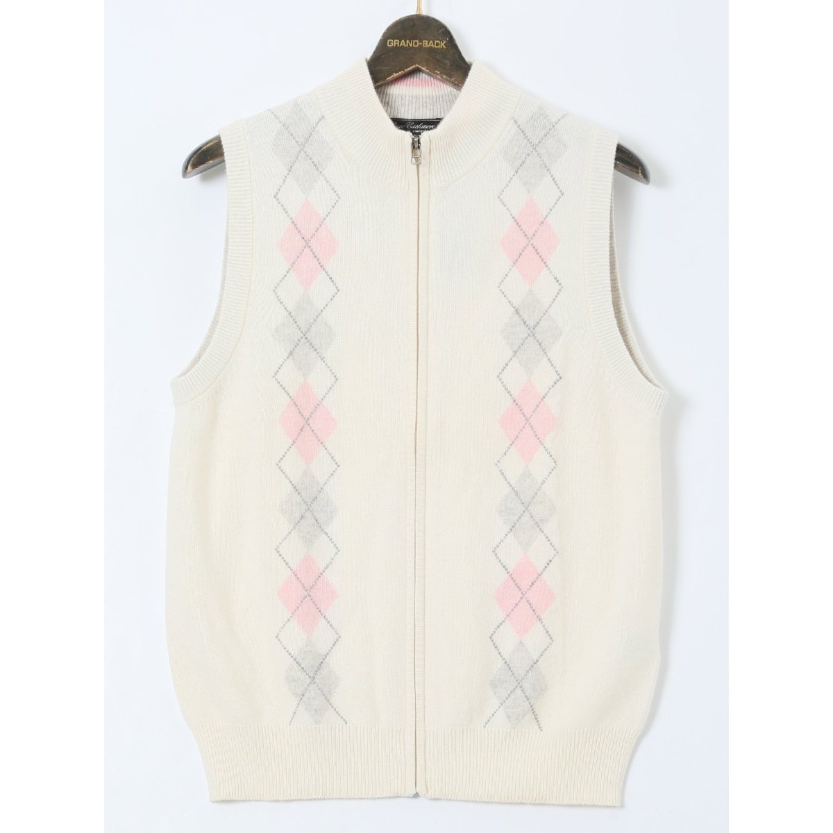 大きいサイズ】グランバック カシミヤ100％ ジャカード クルーニット