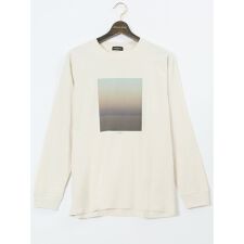 【大きいサイズ】ルイシャブロン 綿天竺 ボックスプリント クルーネック長袖Tシャツ