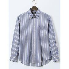 【大きいサイズ】ポロ・ビーシーエス ツイルストライプ ボタンダウン長袖シャツ