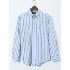 【大きいサイズ】ポロ・ビーシーエス サッカーストライプ ボタンダウン長袖シャツ