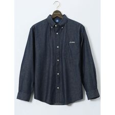 【大きいサイズ】ジェリー 綿デニム ボタンダウン長袖シャツ