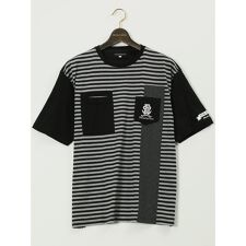 【大きいサイズ】カステルバジャック 綿天竺 ボーダー柄 クルー 半袖 Tシャツ