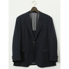 【大きいサイズ】グランバック チェルッティ ウール 2ボタンブレザー 紺