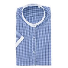 【形態安定 抗ウイルス】m.f.エディトリアル バンドカラー ビジネスドレス半袖ブラウス