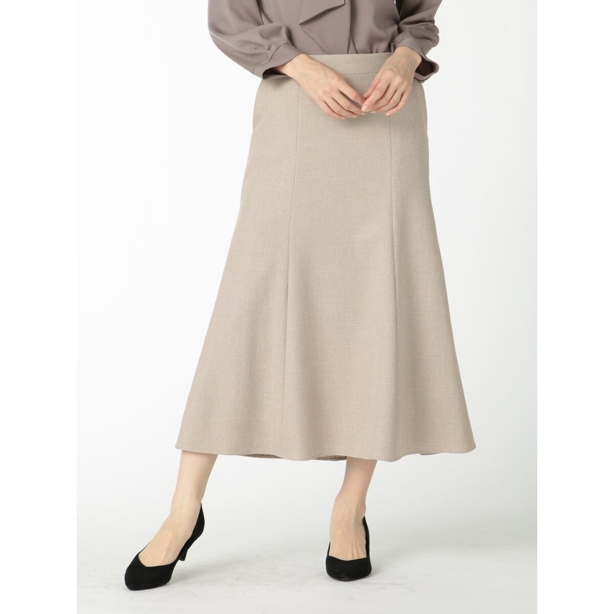 m．f．エディトリアル/ツムギート フレアースカート 茶(セットアップ可能) m.f.エディトリアル ツムギート セットアップ フレアースカート