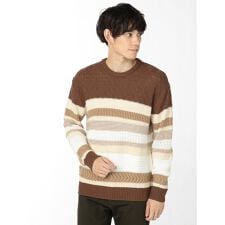 m.f.エディトリアル ウォッシャブル ランダムボーダー クルーニット
