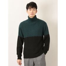 m.f.エディトリアル ウォッシャブル ジャガード タートルネックニット