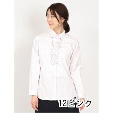【ストレッチ 形態安定 透け防止 UVカット】m.f.エディトリアル フリル脱着 長袖ブラウス