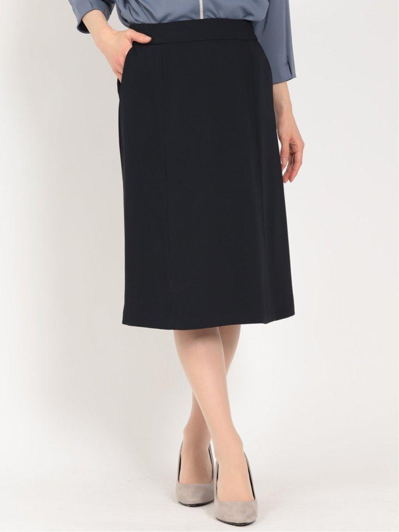 【NEW】m．f．エディトリアル（m．f．editorial）/ストレッチウォッシャブル フレアースカート 紺(セットアップ可能) ストレッチ ウォッシャブル】m.f.エディトリアル フレアースカート 紺