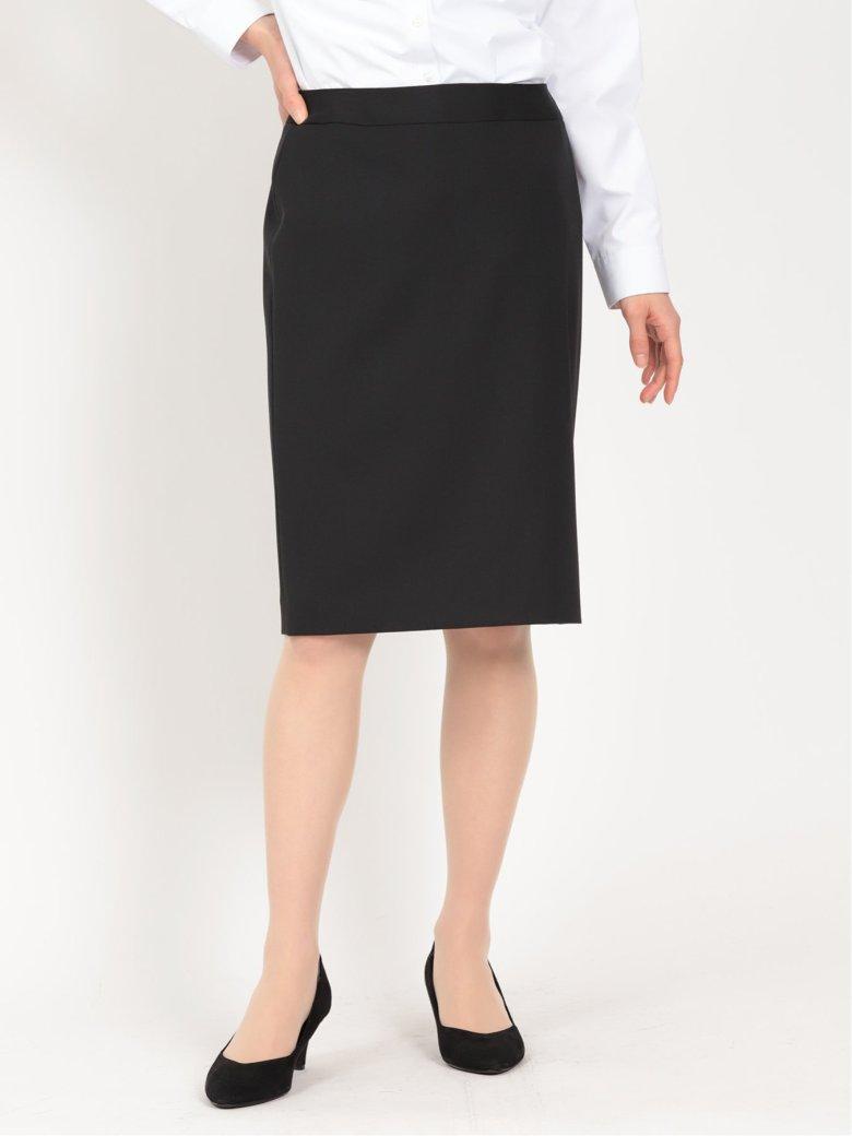 【NEW】m．f．エディトリアル/リクルート黒無地 ウール混 タイトスカート(セットアップ可能) m.f.エディトリアル リクルート黒無地 ウール混 タイトスカート