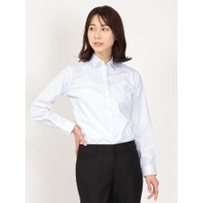【ストレッチ 形態安定 透け防止 UVカット】m.f.エディトリアル レギュラーカラー長袖ブラウス