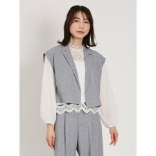 m.f.エディトリアル(m.f.editorial)のm.f.エディトリアル リネン風シャンブレー ショートジレ(セットアップ可能)