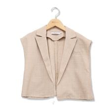 m.f.エディトリアル リネン風シャンブレー ショートジレ(セットアップ可能)