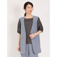 m.f.エディトリアル 麻調合繊 ロングジレ(セットアップ可能)