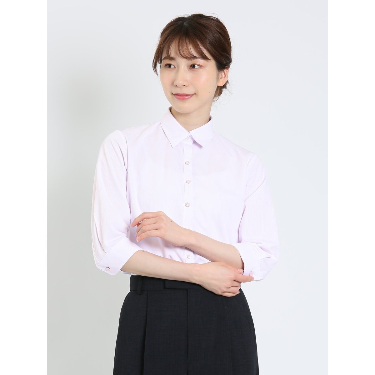 【ストレッチ 形態安定 透け防止 UVカット】m.f.エディトリアル ボウタイ脱着 長袖シャツ ストレッチ 形態安定 透け防止 UVカット】m.f.エディトリアル