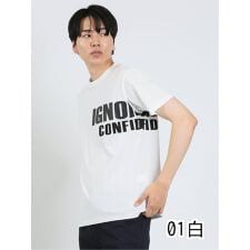 m.f.エディトリアル ラバーロゴ クルーネック半袖Tシャツ