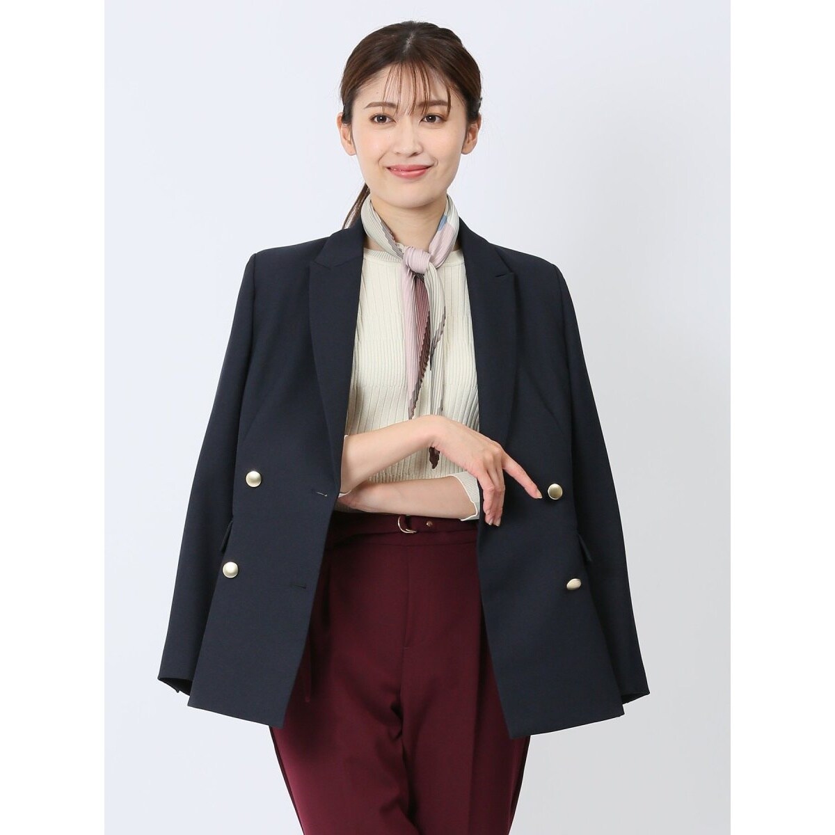 m.f.エディトリアル ラナテック メランジツイル ダブルジャケット 紺