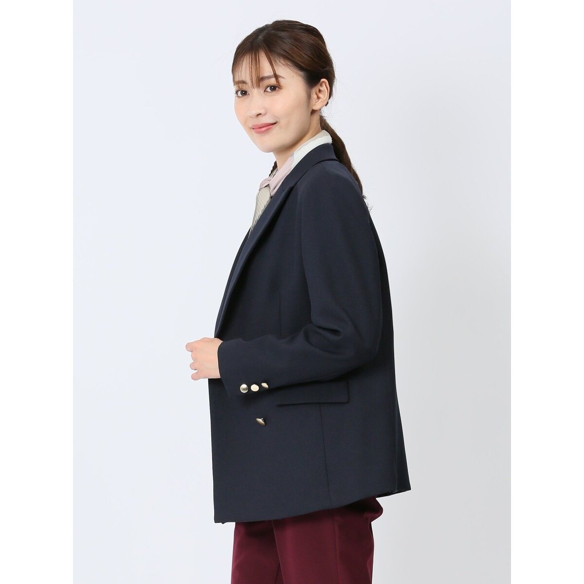 m.f.エディトリアル ラナテック メランジツイル ダブルジャケット 紺