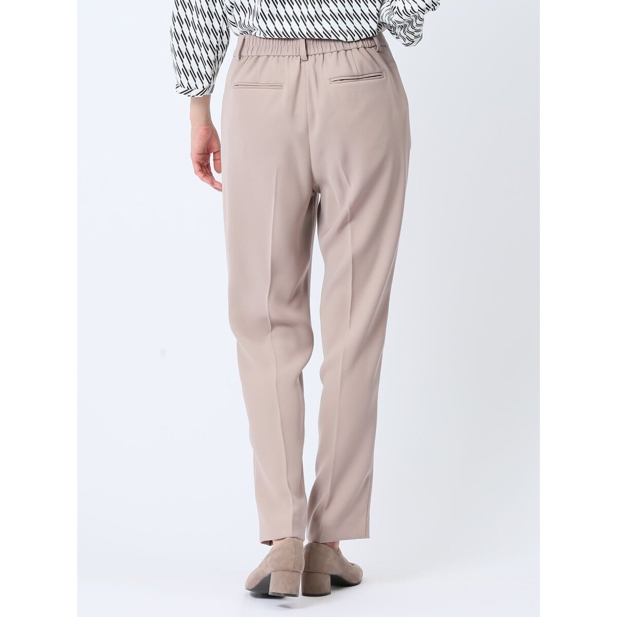 ストレッチ ウォッシャブル】m.f.エディトリアル テーパードパンツ 茶