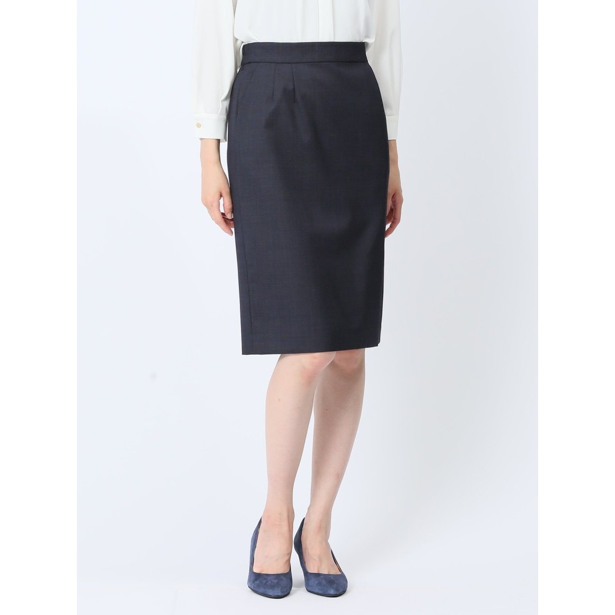 m.f.エディトリアル 綿麻ライク タイトスカート ベージュ(セットアップ