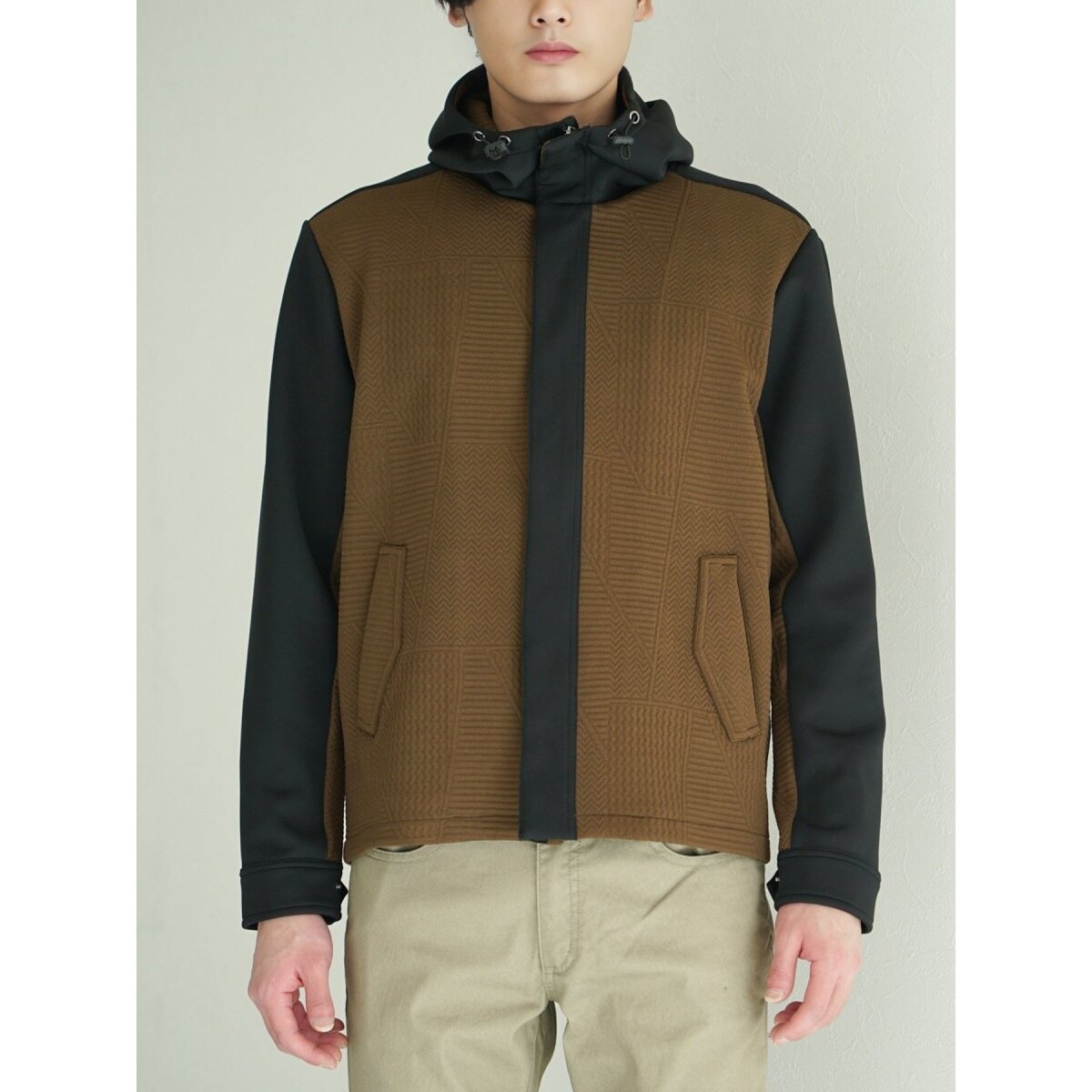 m.f.エディトリアル ふくれ×ポンチ切替 フードZIPアウター | m.f.