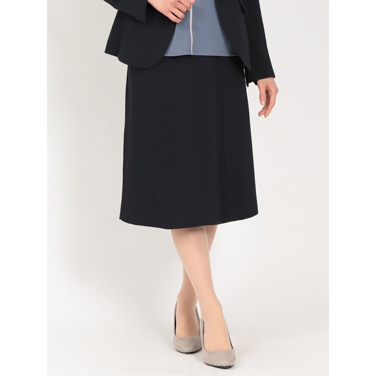 ストレッチ ウォッシャブル】m.f.エディトリアル フレアースカート 紺