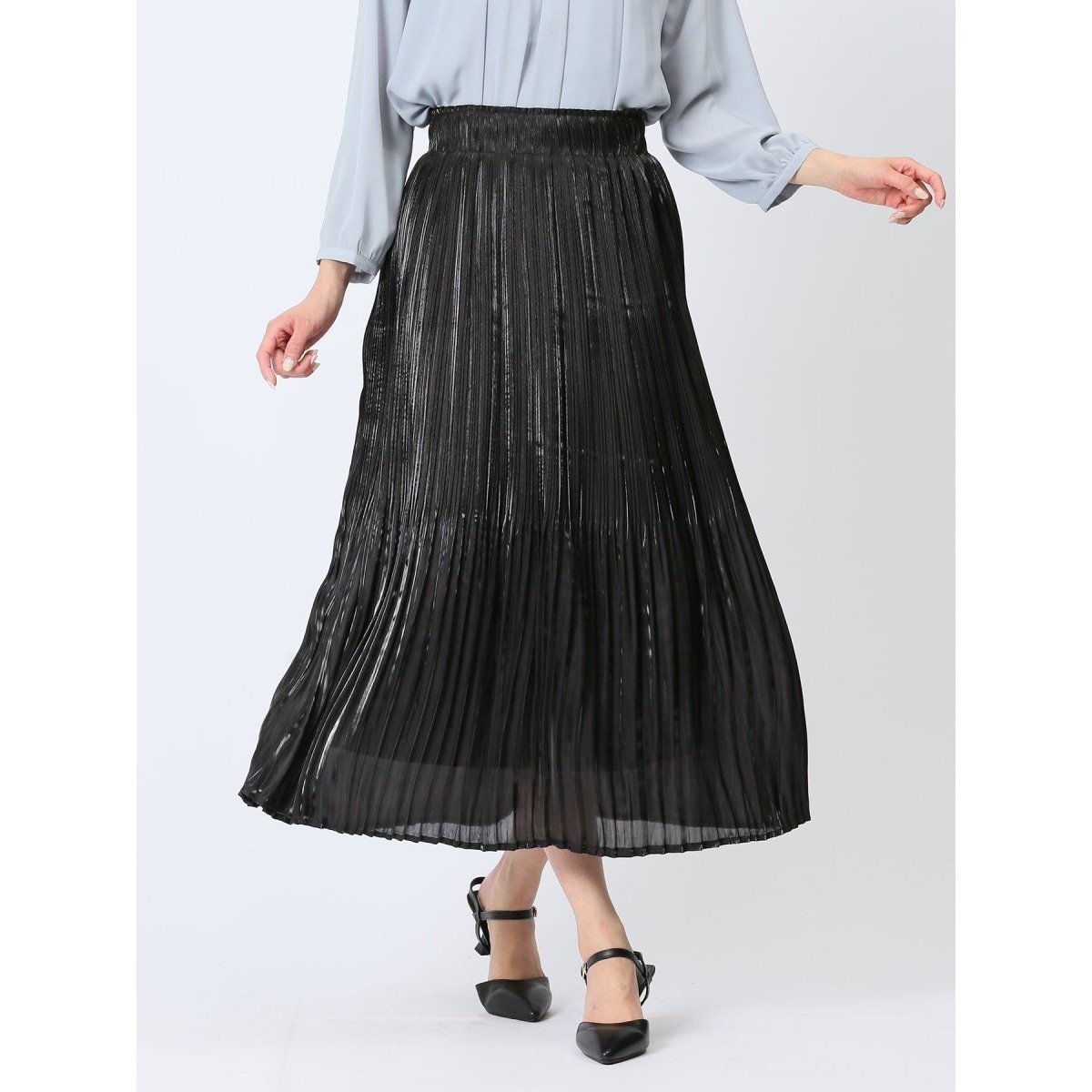 m．f．エディトリアル（m．f．editorial）/m．f．エディトリアル サテンプリーツ ロングスカート m.f.エディトリアル サテンプリーツ ロングスカート | m.f.