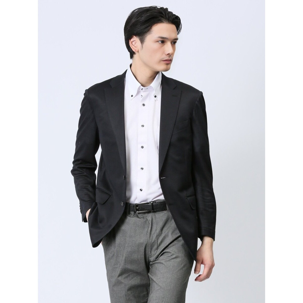 SLIM TAPERED】2釦ジャケット/ネイビー×シャドーストライプ