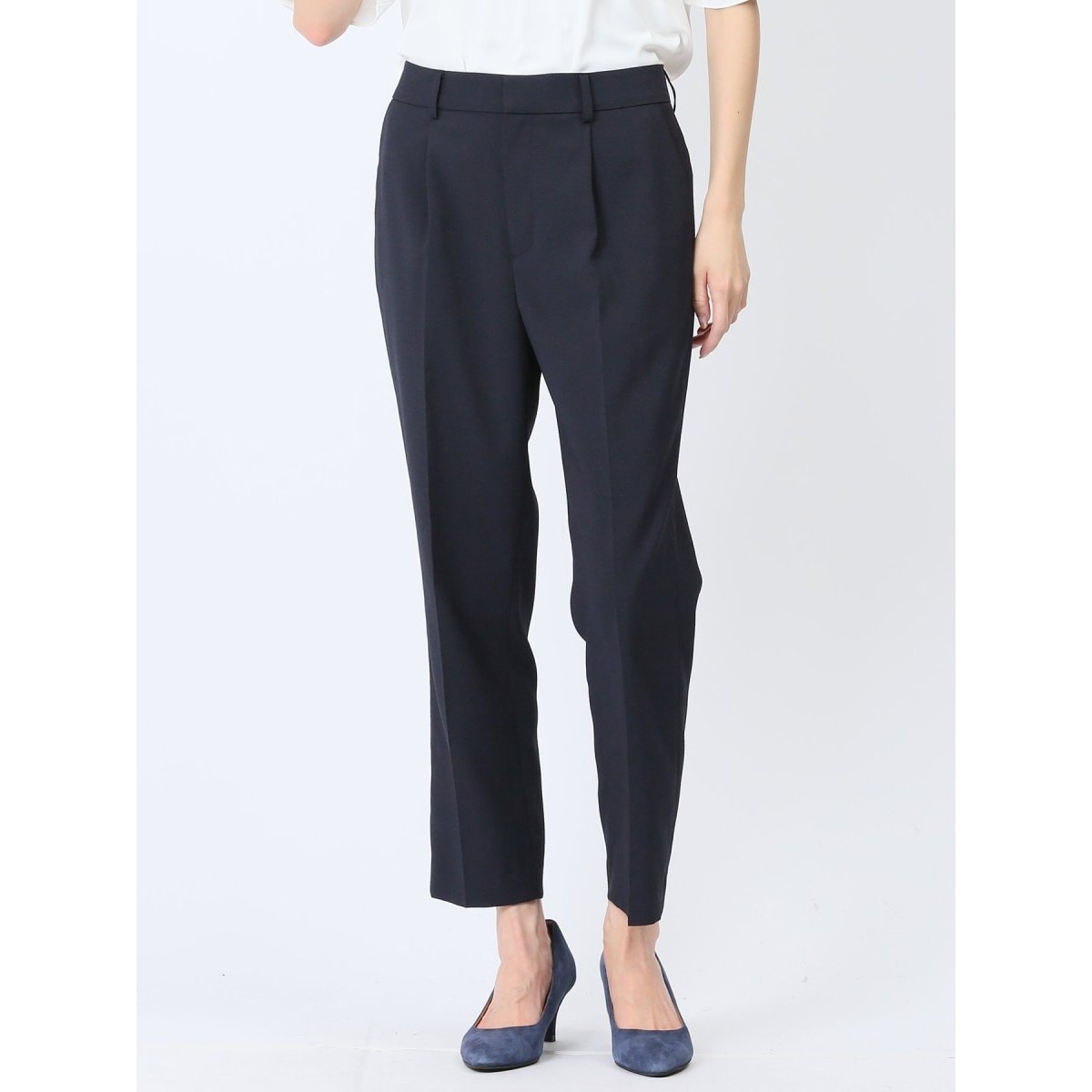 m．f．エディトリアル（m．f．editorial）/m．f．エディトリアル シアサッカー テーパードパンツ 紺(セットアップ可能) m.f.エディトリアル シアサッカー テーパードパンツ 紺(セットアップ