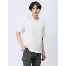 m.f.エディトリアル ふくれカルゼ Vネック半袖Ｔシャツ