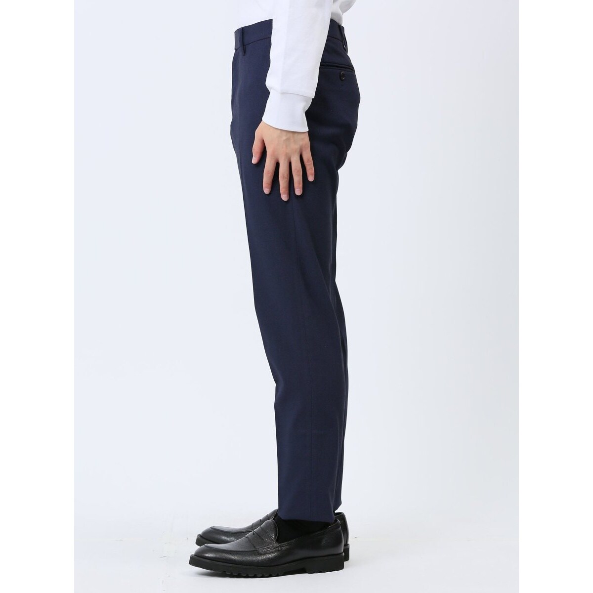 m.f.エディトリアル ストレッチ ノータックビジネスパンツ バーズアイ