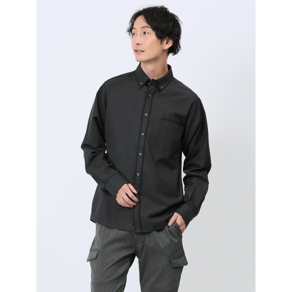 m.f.エディトリアル ドビー 二枚衿ボタンダウン長袖シャツ