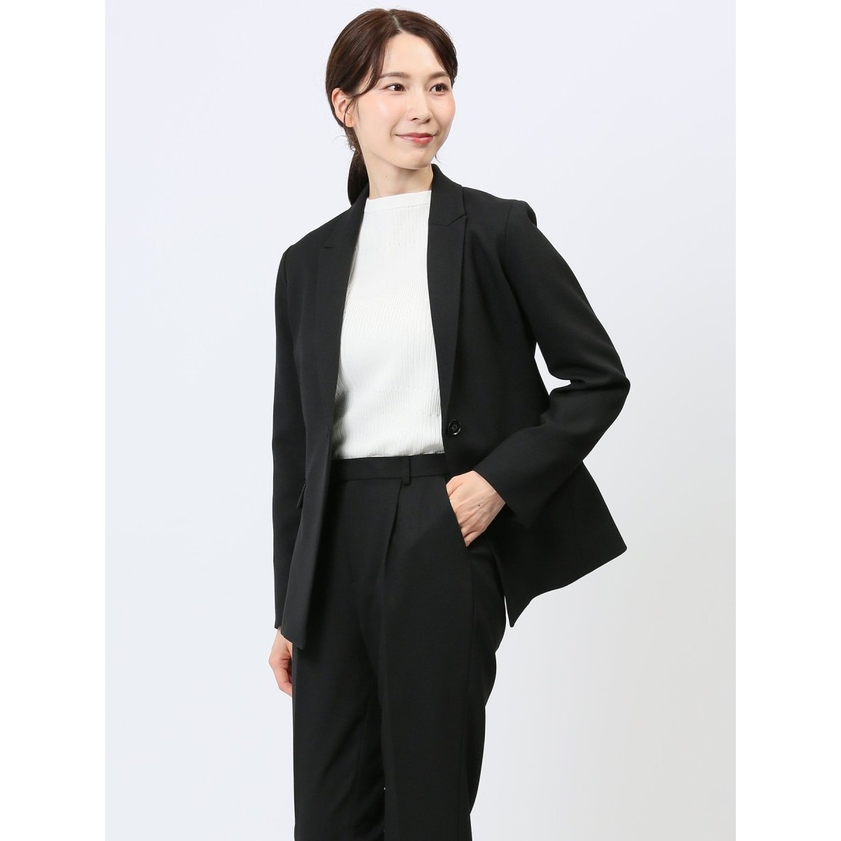 m．f．エディトリアル（m．f．editorial）/【ストレッチ ウォッシャブル】m．f．エディトリアル 1釦ジャケット 黒(セットアップ可能) ストレッチウォッシャブル 1ボタンジャケット オックス黒(セットアップ