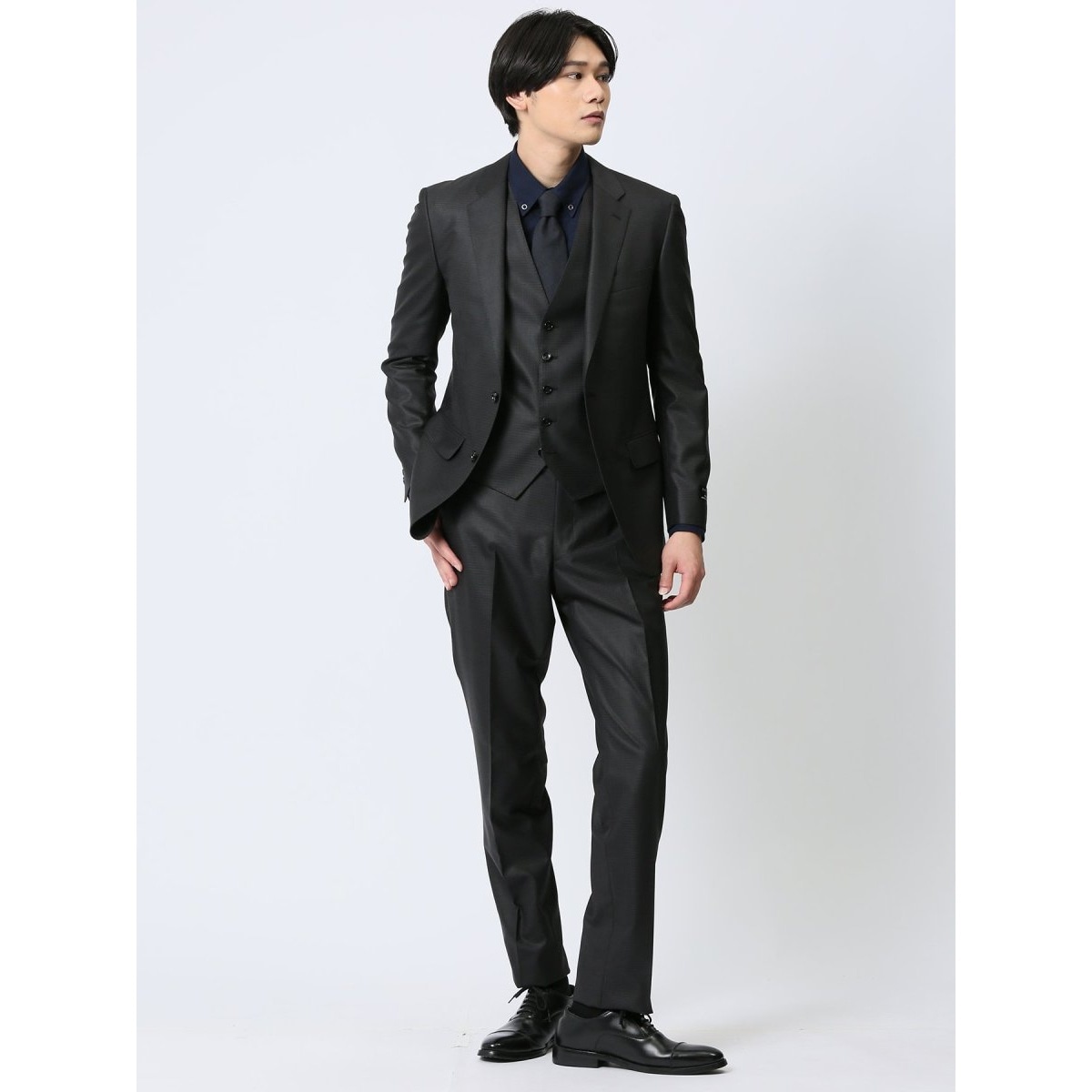 m.f.エディトリアル 光沢ウール混 2ボタン3ピース ビジネス