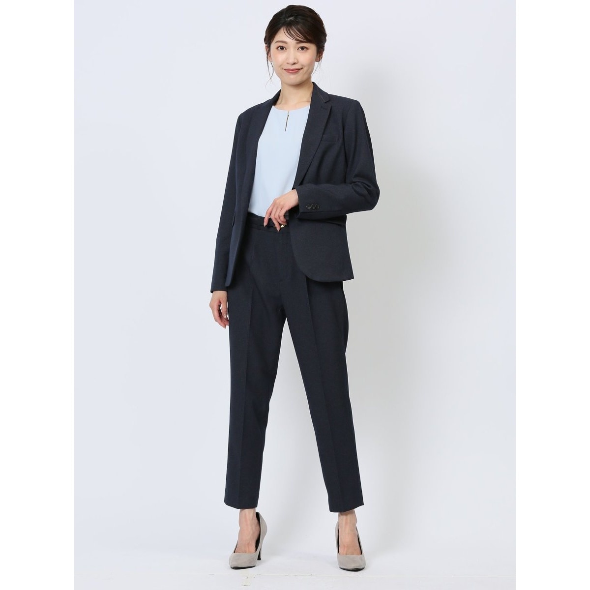 m．f．エディトリアル（m．f．editorial）/【ストレッチ ウォッシャブル】m．f．エディトリアル 1釦ジャケット+テーパードパンツ 紺 ストレッチ ウォッシャブル UVケア】m.f.エディトリアル 1釦ジャケット