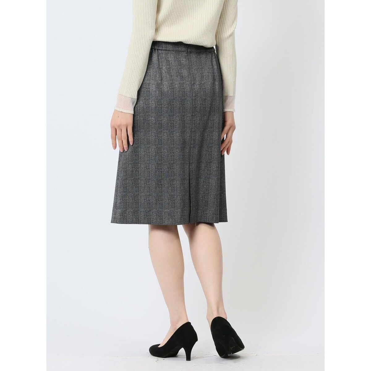 グレー チェック、セミタイトスカート m.f.エディトリアル ポンチ セミタイトスカート チェックグレー