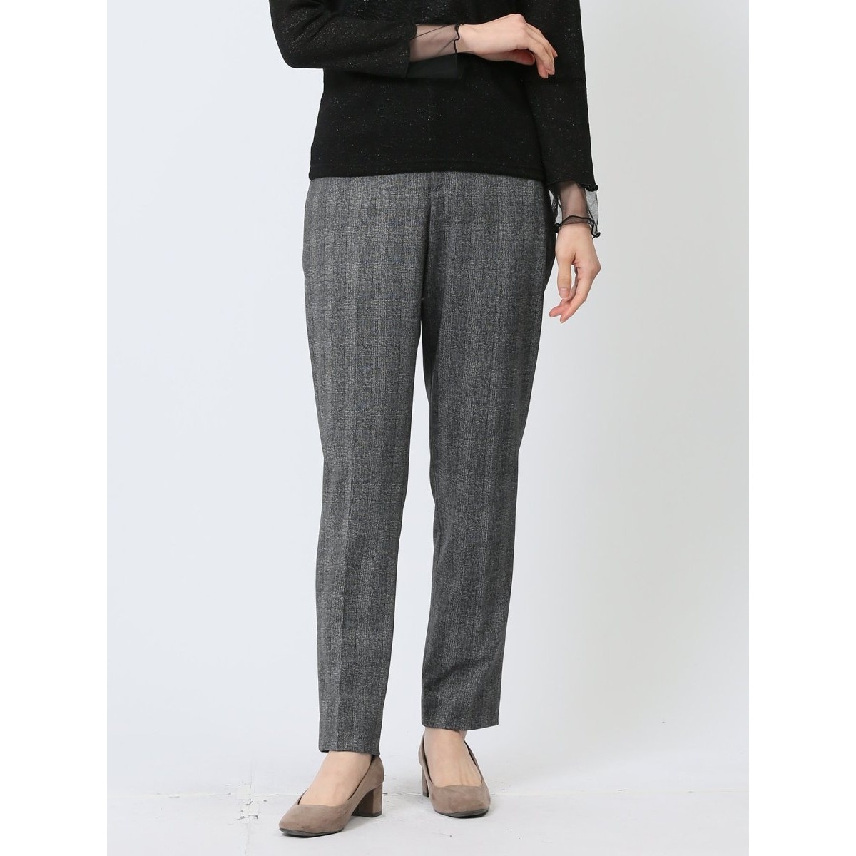 m.f.エディトリアル ダブルクロス テーパードパンツ ライトグレー