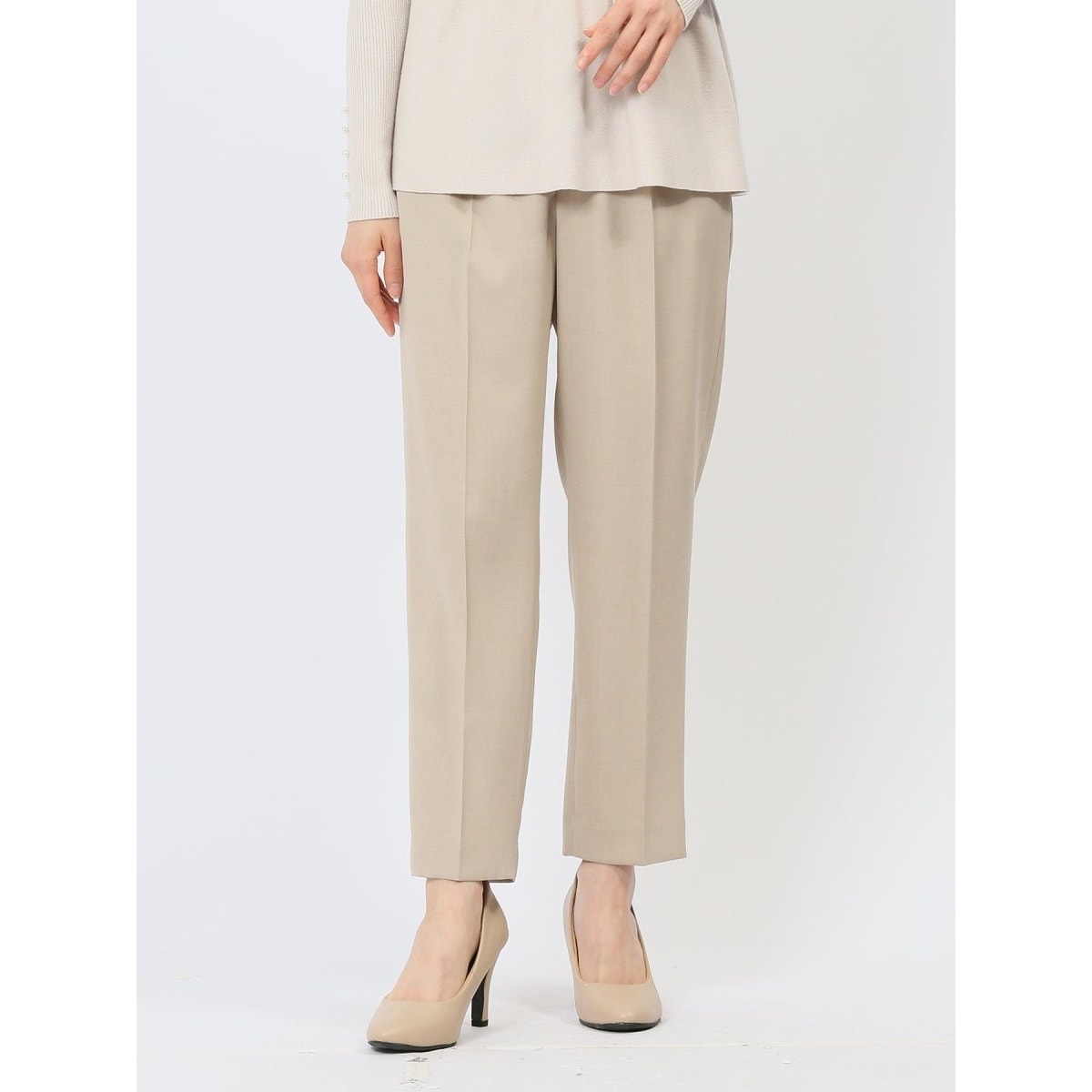 ストレッチウォッシャブル テーパードパンツ オックス黒(セットアップ