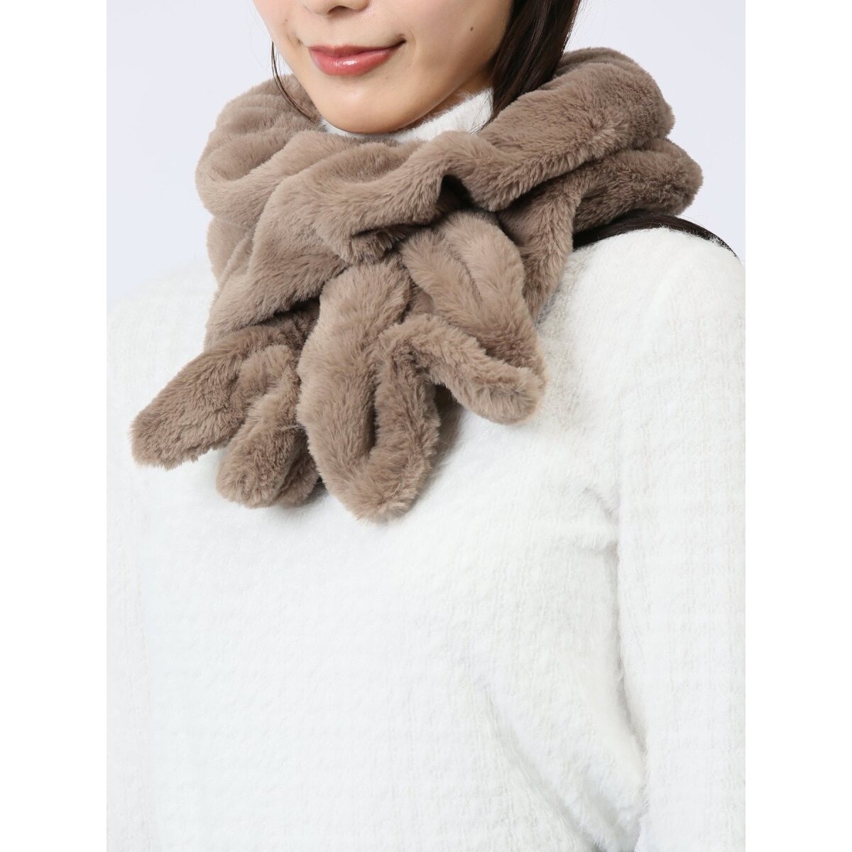 ミュベール　MUVEIL　新品　フリル　ニット　マフラー　ベージュ m.f.エディトリアル シャーリング フリルマフラー | m.f.