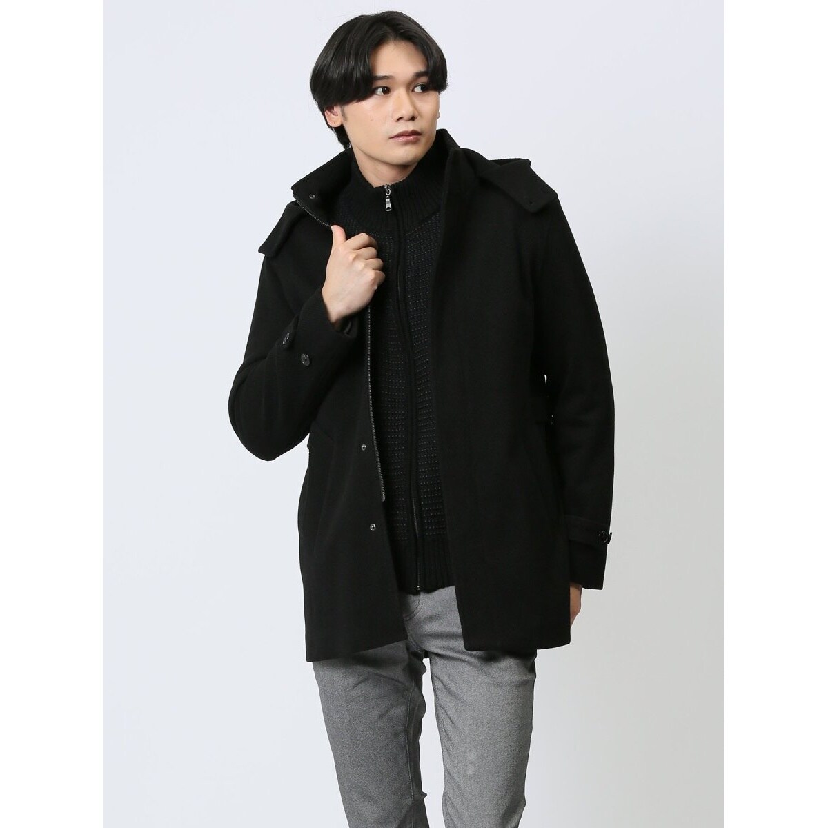 m．f．エディトリアル（m．f．editorial）/【ストレッチ】 ニットメルトン スタンドフードコート ストレッチ】 ニットメルトン スタンドフードコート | m.f.