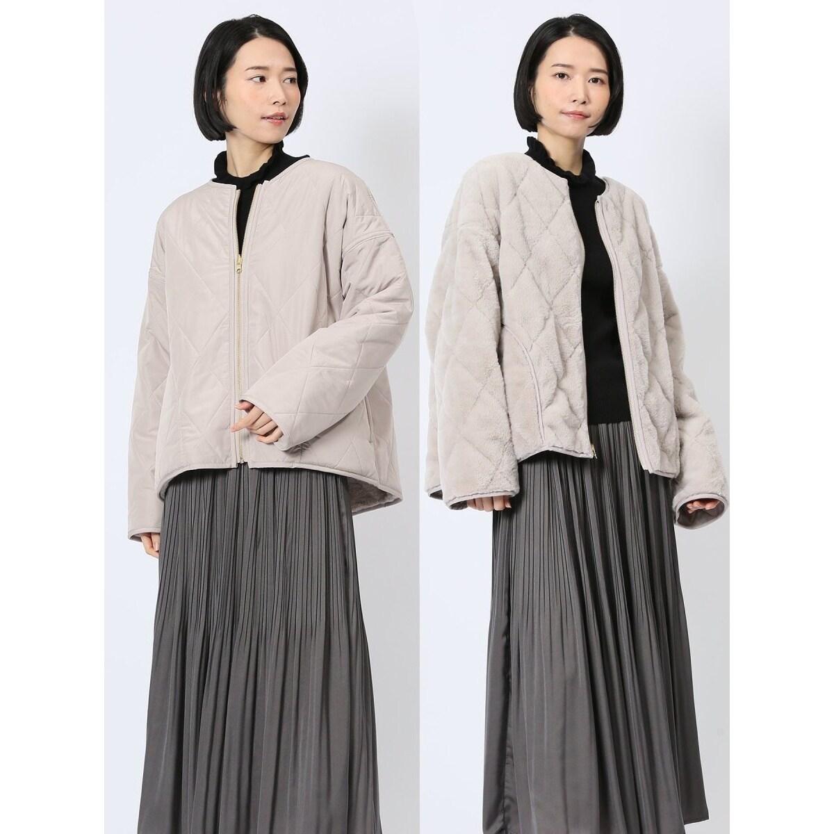 リバーシブル】m.f.エディトリアル ファー×キルト リバーシブル 中綿