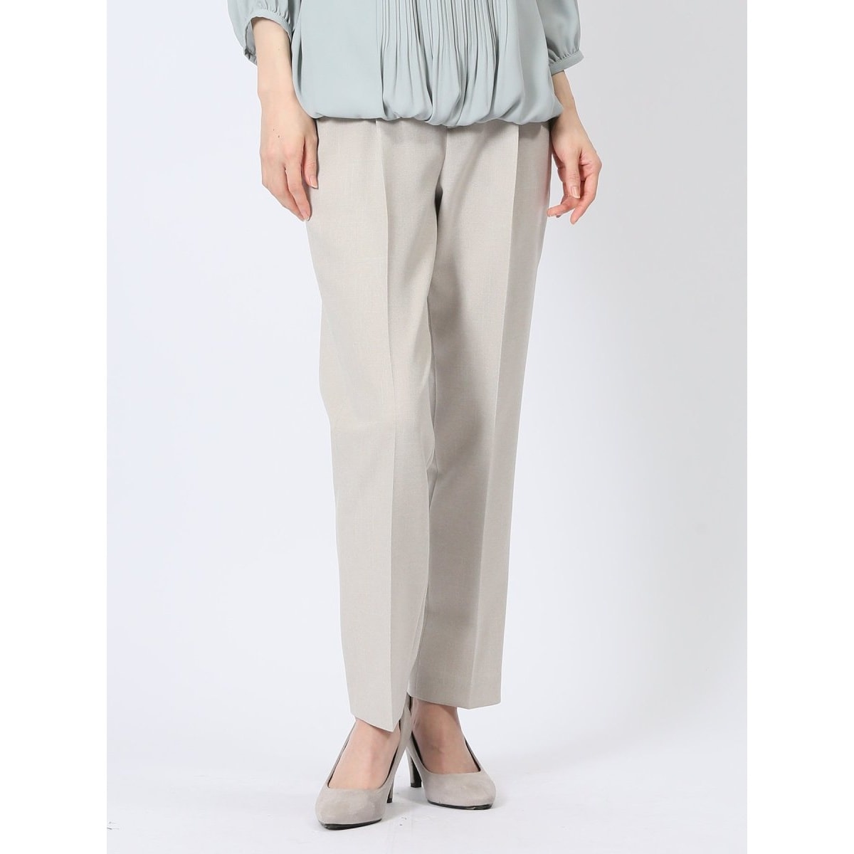 ストレッチ ウォッシャブル】m.f.エディトリアル テーパードパンツ 茶