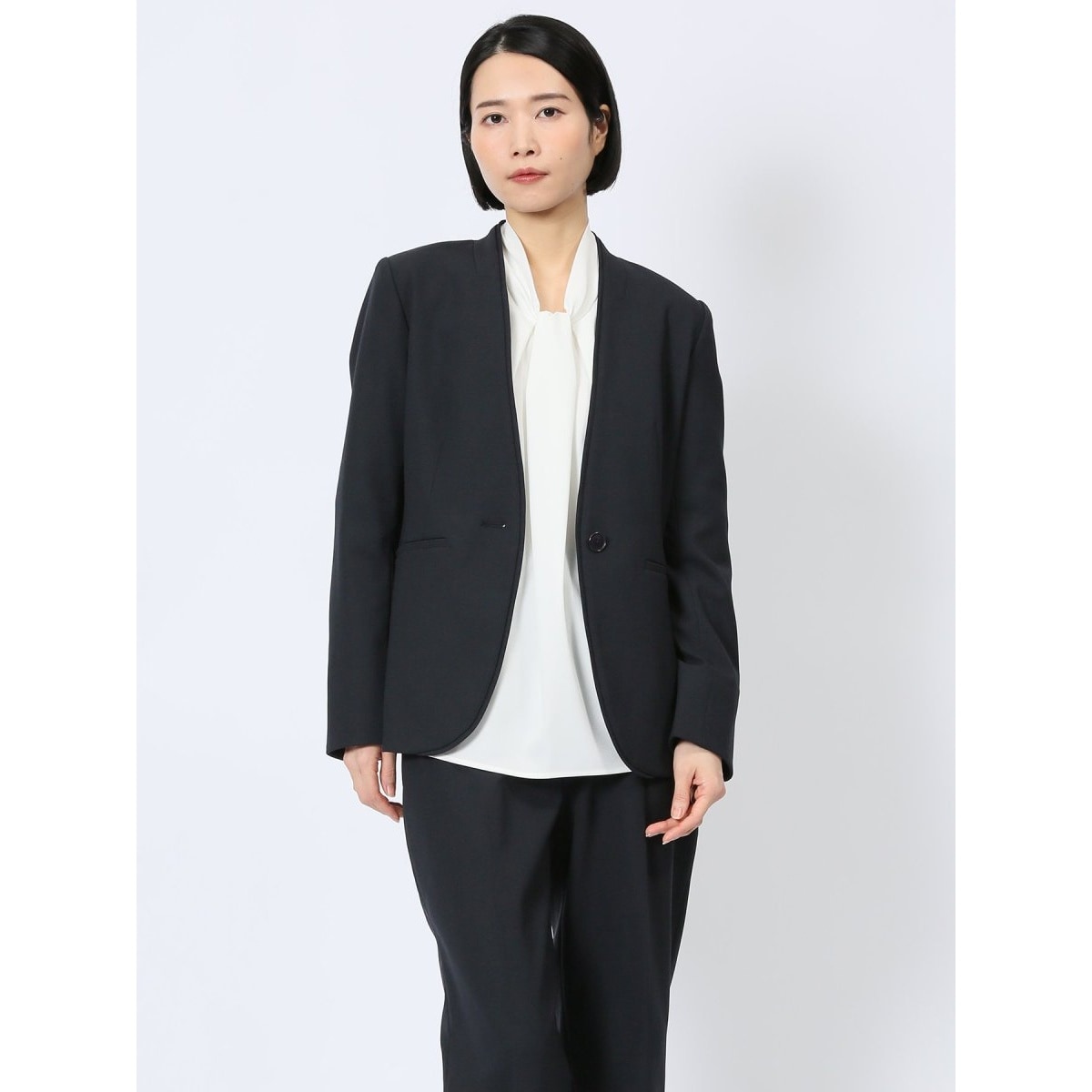 吸水速乾 ストレッチ】m.f.エディトリアル 1釦7分袖ジャケット 紺