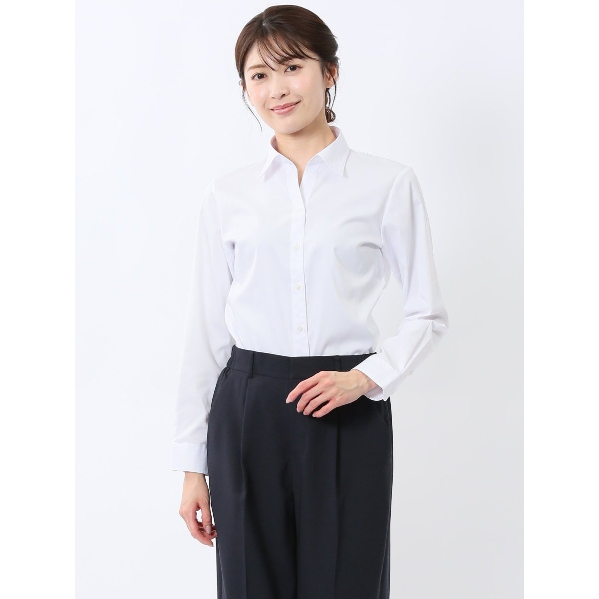【ストレッチ 形態安定 透け防止 UVカット】m.f.エディトリアル ボウタイ脱着 長袖シャツ ストレッチ 形態安定 透け防止 UVカット】m.f.エディトリアル