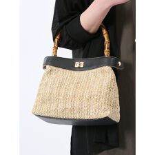 【2WAY ペーパー】m.f.エディトリアル バンブーハンドル ハンドバッグ