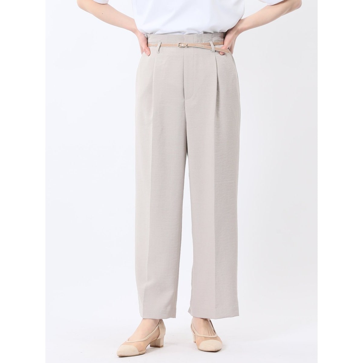 ストレッチ ウォッシャブル】m.f.エディトリアル 麻調 ワイドパンツ 紺