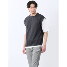 m.f.エディトリアル ベストレイヤード風 クルーネック半袖Tシャツ