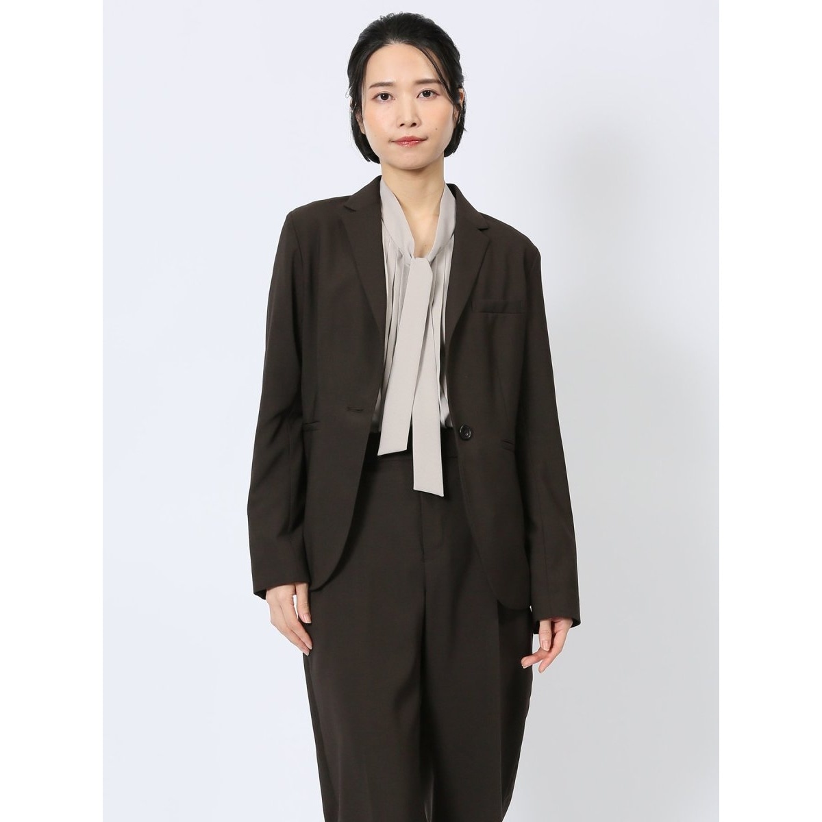 m．f．エディトリアル（m．f．editorial）/【ストレッチ ウォッシャブル】m．f．エディトリアル 1釦ジャケット こげ茶(セットアップ可能) ストレッチ ウォッシャブル】m.f.エディトリアル 1釦ジャケット こげ茶