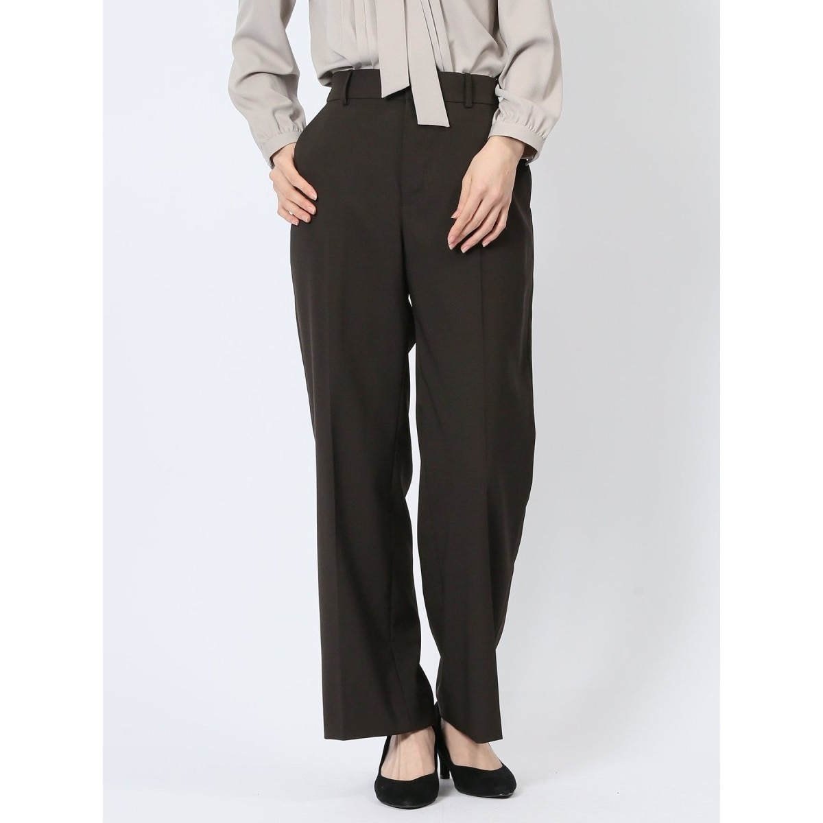 ウォッシャブル】m.f.エディトリアル クリアツイル タックワイドパンツ