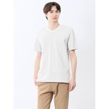 m.f.エディトリアル メランジ 裏ボーダー Vネック半袖Tシャツ